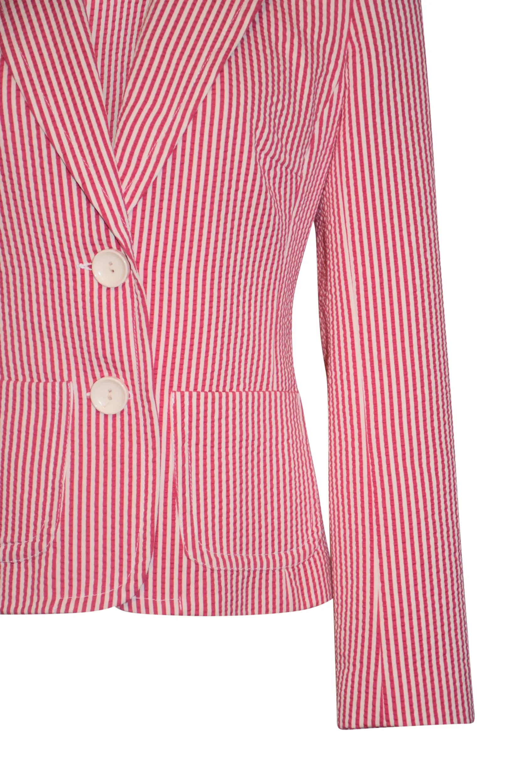 Trina Turk Lightweight Pink White Striped Jacket Blazer Size 6