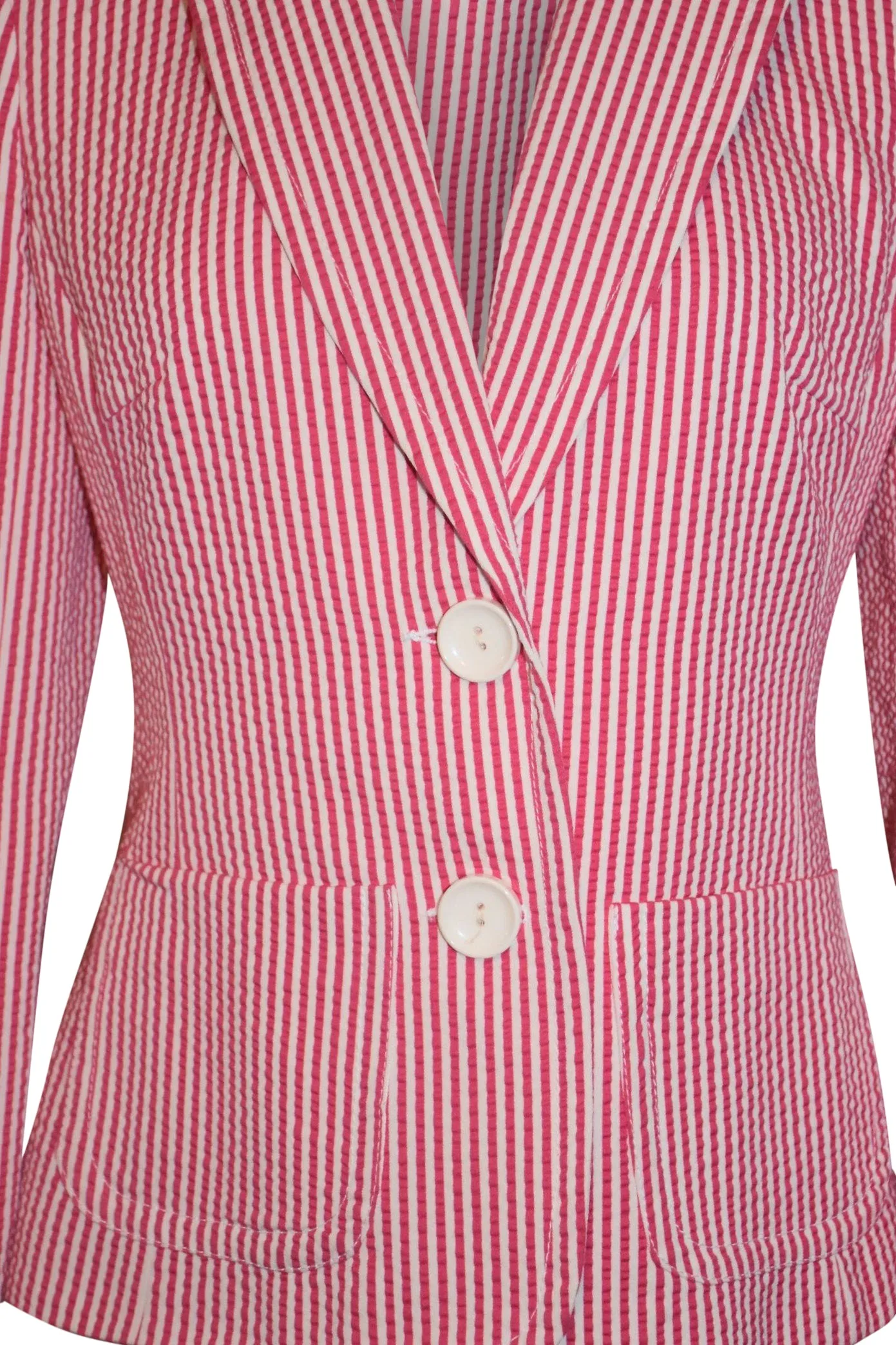 Trina Turk Lightweight Pink White Striped Jacket Blazer Size 6