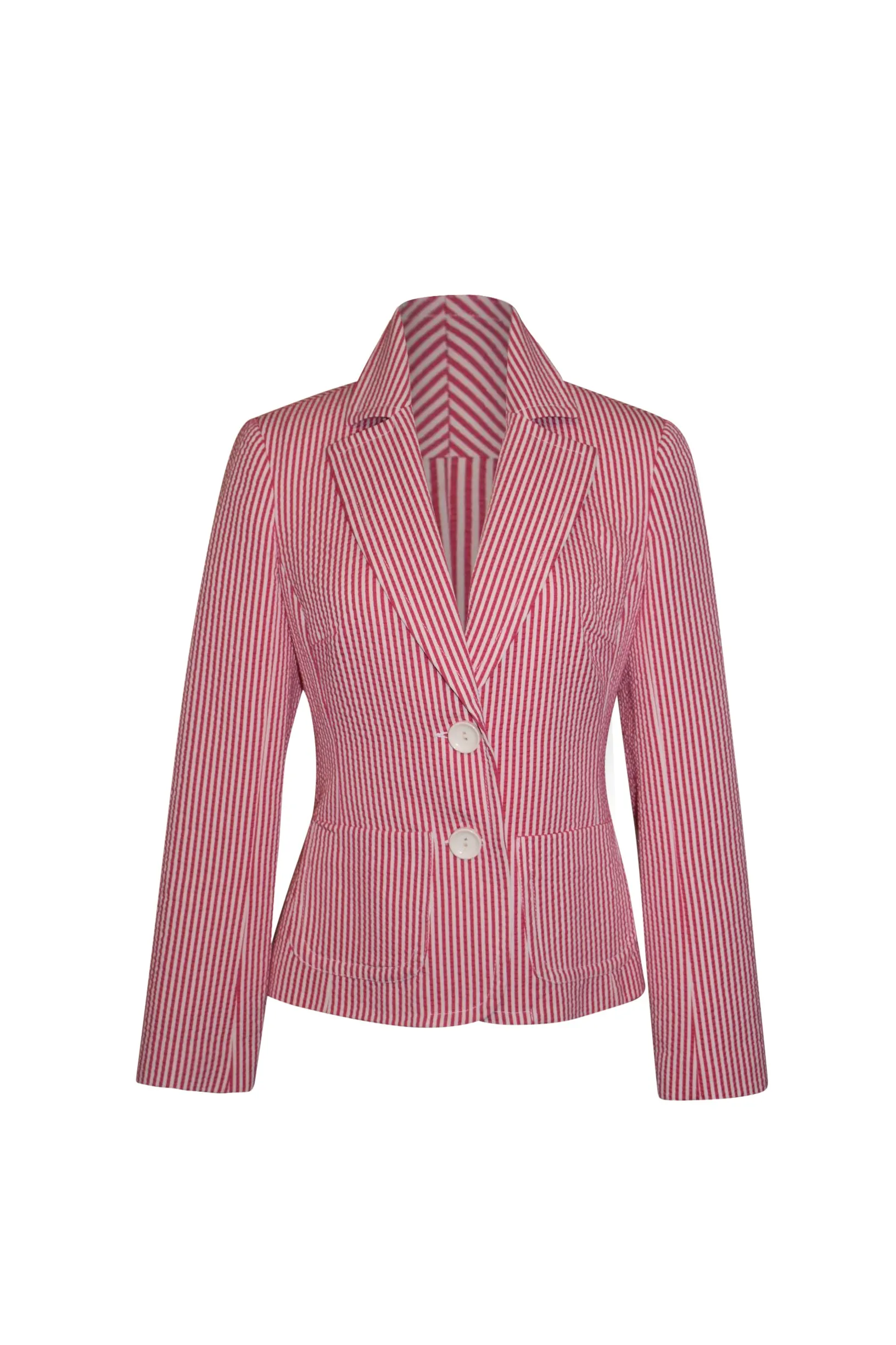 Trina Turk Lightweight Pink White Striped Jacket Blazer Size 6