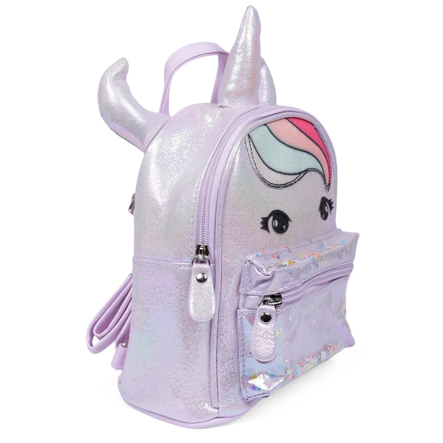 Unicorn Sequined Dual Tone Backpack Trendy Bag - Purple