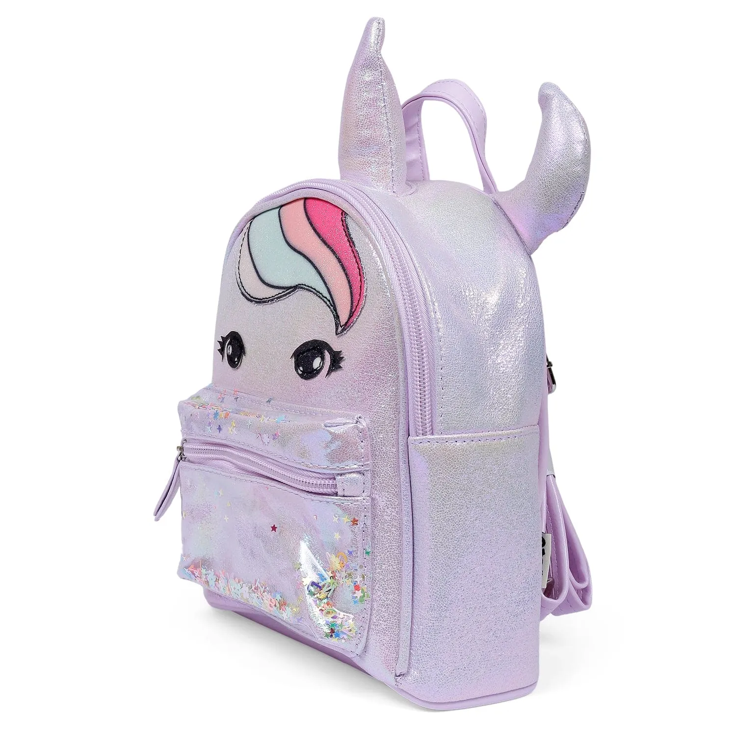 Unicorn Sequined Dual Tone Backpack Trendy Bag - Purple