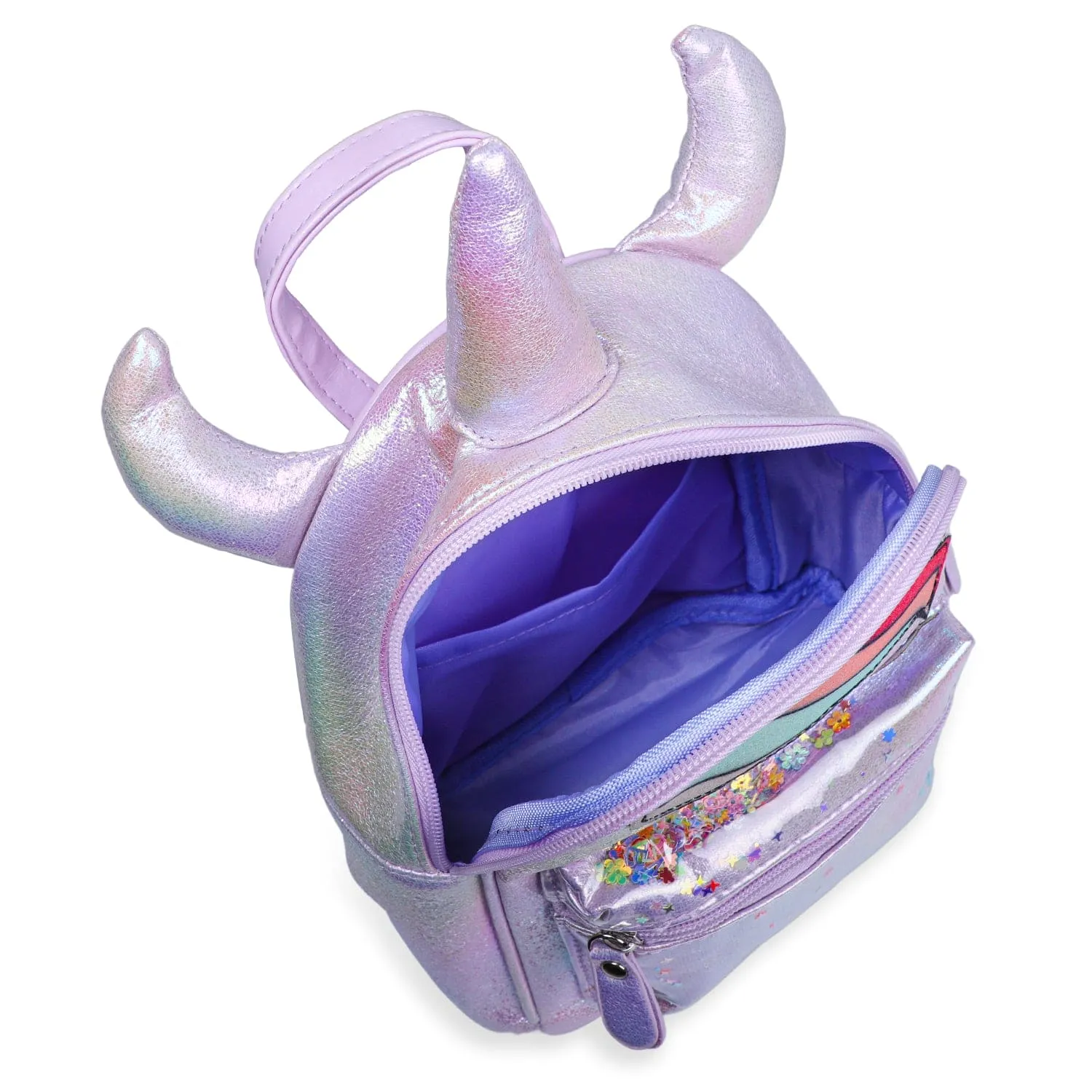 Unicorn Sequined Dual Tone Backpack Trendy Bag - Purple