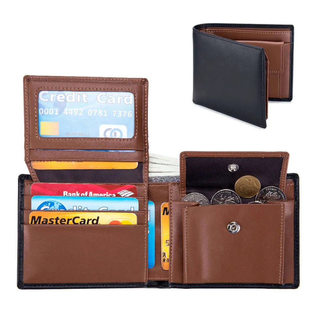 Versatile Leather RFID Folding Wallet