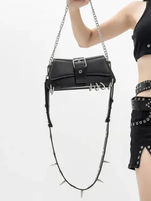 Vintage Punk Handbag Rivet Chain Style^