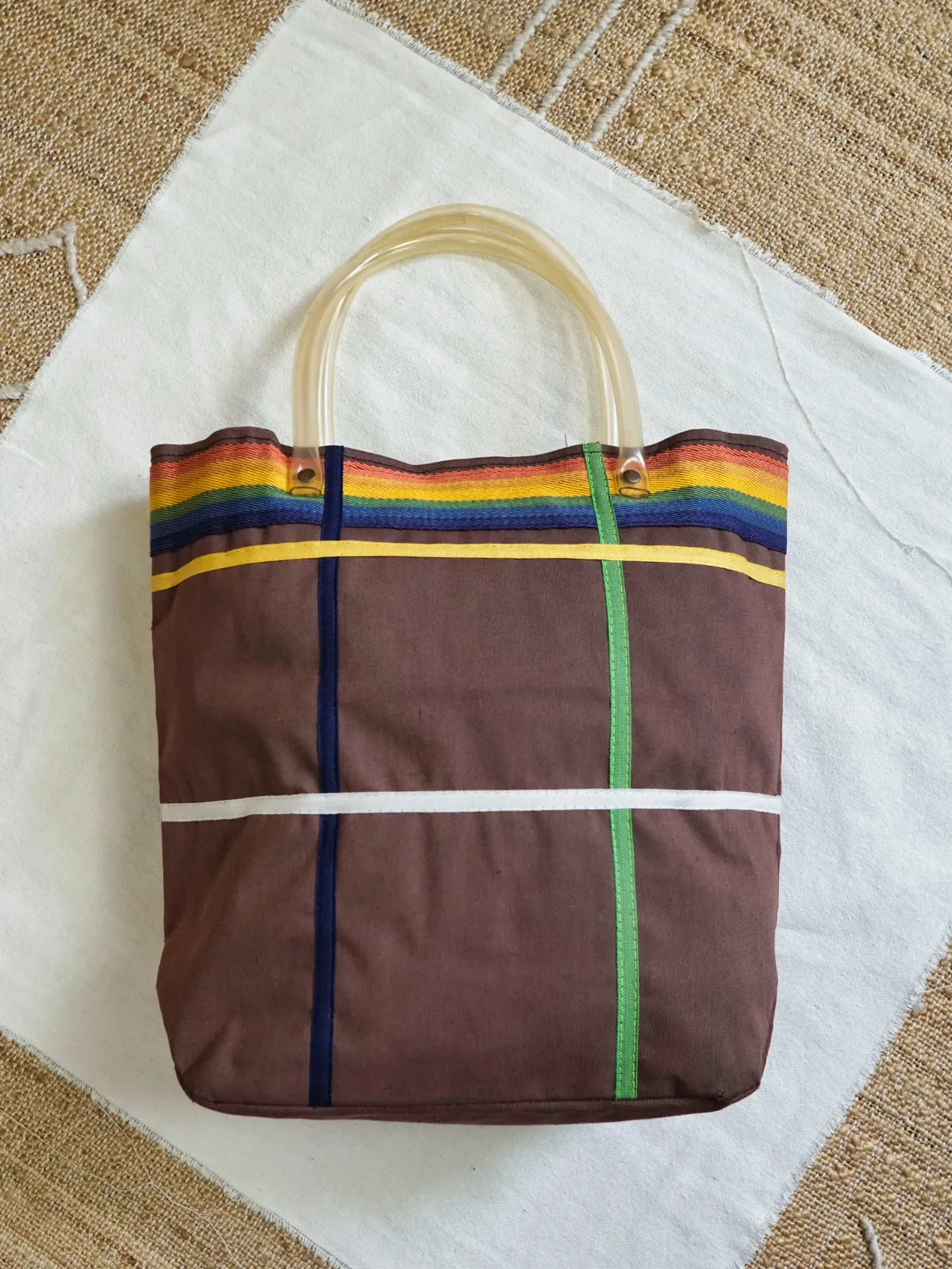 Vintage Rainbow Tube Handle Tote