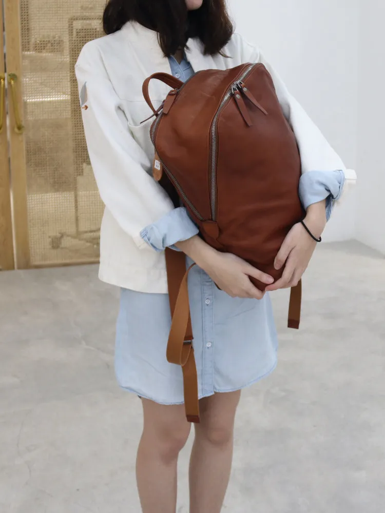 Women Leather Computer Backpack Large shoulder Bag Travel Zipper Backpack