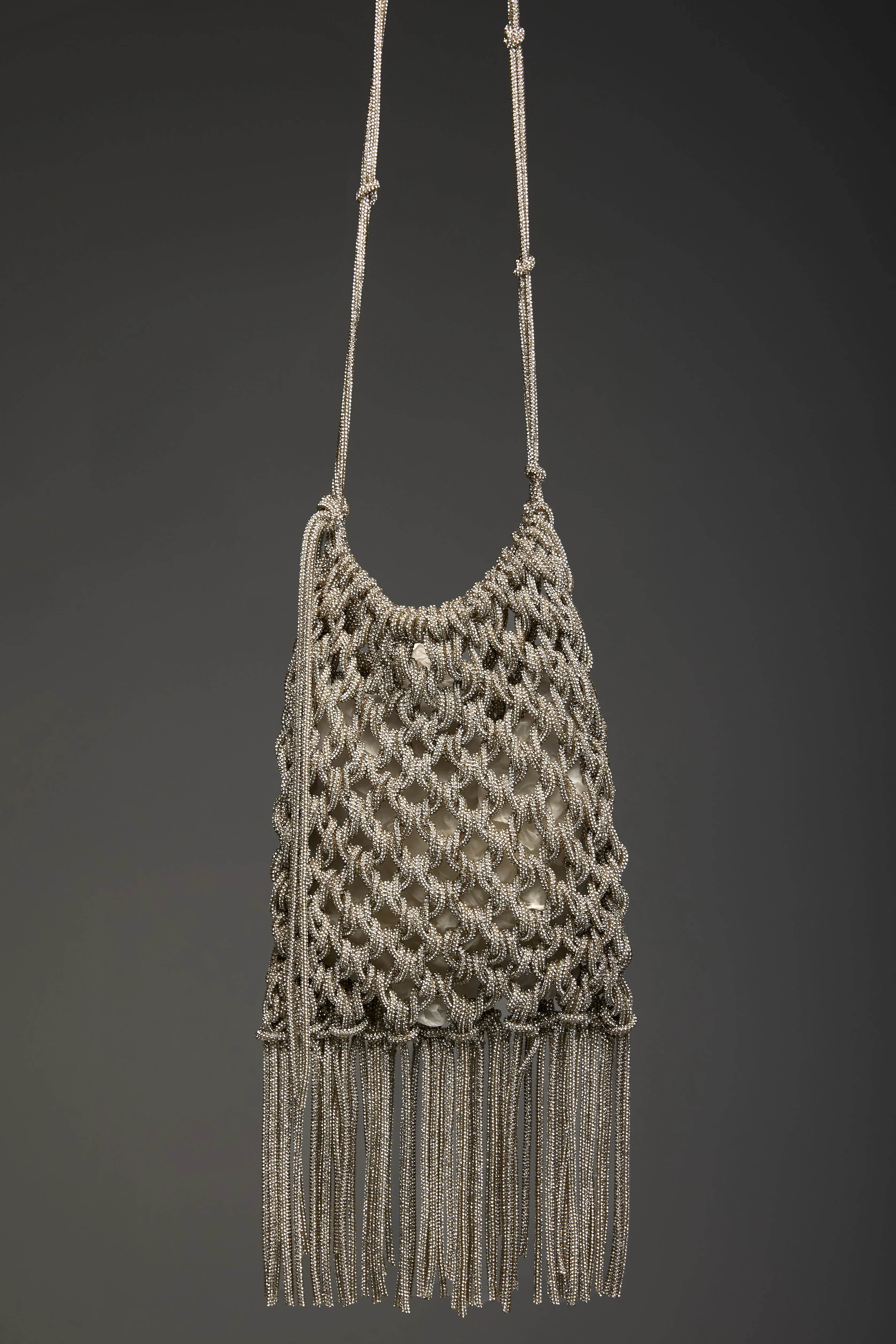 Woven Metallic Bag in Silver