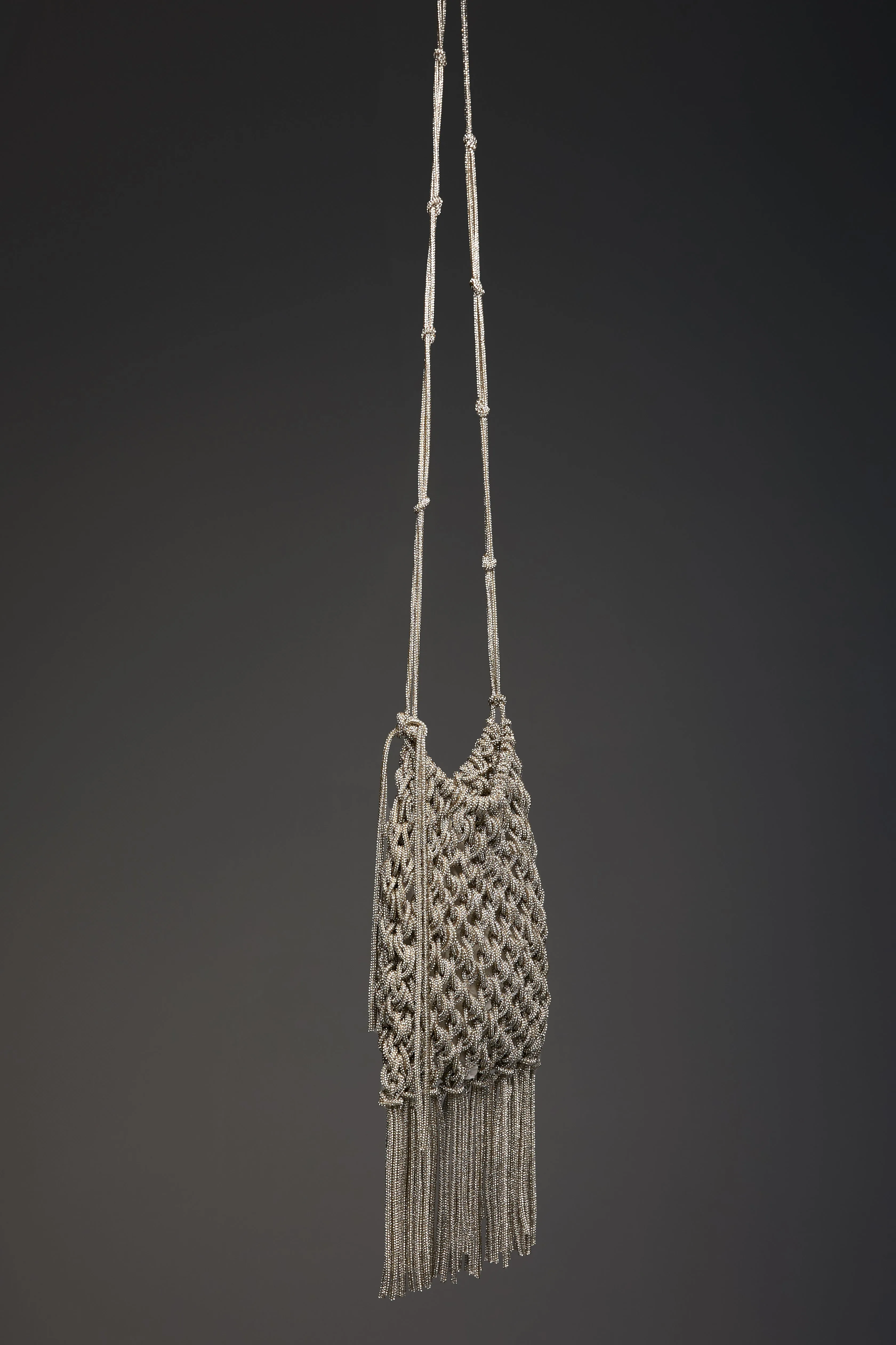 Woven Metallic Bag in Silver