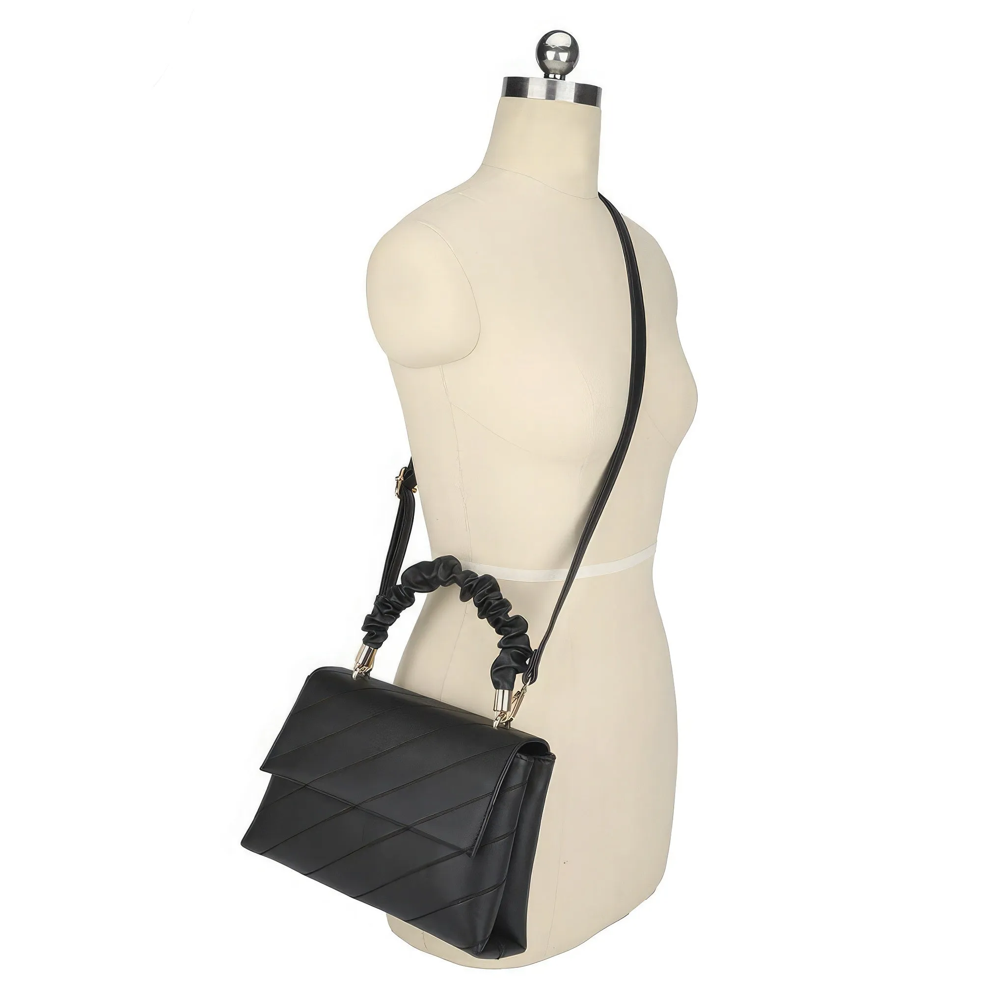 Wrinkle Handle Crossbody Flap Purse